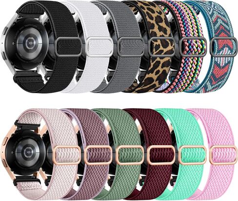 Easuny 12 Pack Stretchy Bands for Samsung Galaxy Watch 7 Band 6 5 4 Active 2 FE 40mm 44mm/Watch 6/4 Classic/5 Pro, Garmin Vivoactive 6/5/3/Forerunner 55/165, 20mm Elastic Watch Strap for Garmin Women in Kuwait