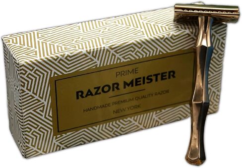RAZOR MEISTER PRIME - ماكينة حلاقة آمنة - 50 شفرة حلاقة آمنة - ماكينة حلاقة آمنة بحافة مزدوجة - مجموعة ماكينة حلاقة آمنة للرجال والنساء - حقيبة جلدية آمنة لشفرات الحلاقة - ستانلس ستيل ألماني - مريحة - خفيفة (فضي) in Saudi Arabia