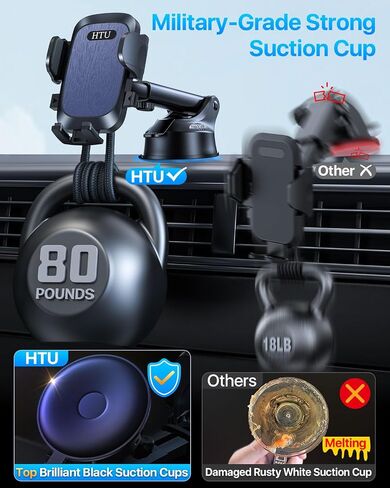 2024 Ultimate Car Phone Mount【80+LBS Strongest Suction & Military-Grade】【Patent & Safety Certs】 Cell Phone Holder Truck Stand for Dashboard Windshield Vent for iPhone 15 Pro Max 14 13 Samsung, Black in Saudi Arabia