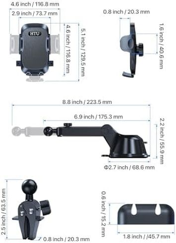 2024 Ultimate Car Phone Mount【80+LBS Strongest Suction & Military-Grade】【Patent & Safety Certs】 Cell Phone Holder Truck Stand for Dashboard Windshield Vent for iPhone 15 Pro Max 14 13 Samsung, Black in Saudi Arabia