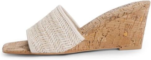 Easyfox Wedge Sandals for Women Open Toe Wedge Heels Womens High Heel Sandal Square Toe Heeled Wedge Sandals Wood Grain Slip on Wedge Mules in Kuwait