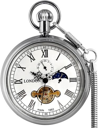 VIGOROSO Men's Vintage Full Copper Hand-Wind Mechanical Second&24hours Sub-dials Pocket Watch in Box in Saudi Arabia
