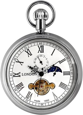 VIGOROSO Men's Vintage Full Copper Hand-Wind Mechanical Second&24hours Sub-dials Pocket Watch in Box in Saudi Arabia