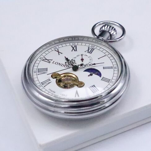 VIGOROSO Men's Vintage Full Copper Hand-Wind Mechanical Second&24hours Sub-dials Pocket Watch in Box in Saudi Arabia
