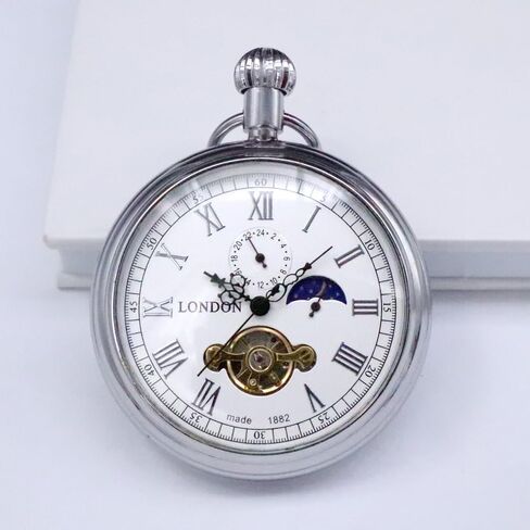 VIGOROSO Men's Vintage Full Copper Hand-Wind Mechanical Second&24hours Sub-dials Pocket Watch in Box in Saudi Arabia
