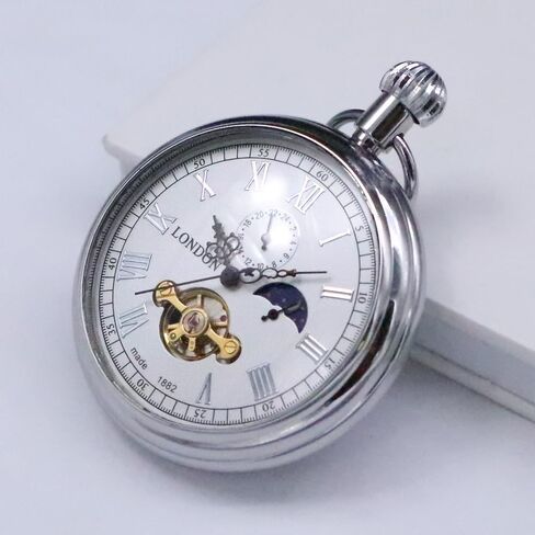 VIGOROSO Men's Vintage Full Copper Hand-Wind Mechanical Second&24hours Sub-dials Pocket Watch in Box in Saudi Arabia