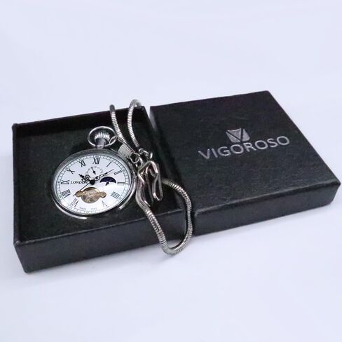 VIGOROSO Men's Vintage Full Copper Hand-Wind Mechanical Second&24hours Sub-dials Pocket Watch in Box in Saudi Arabia