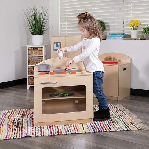 Flash Furniture Children's Wooden Toy Kitchen Set with Pretend Stove, Sink, and Refrigerator, 3-Piece Interactive Kids Playset for Educational Play in Kuwait