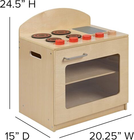 Flash Furniture Children's Wooden Toy Kitchen Set with Pretend Stove, Sink, and Refrigerator, 3-Piece Interactive Kids Playset for Educational Play in Kuwait
