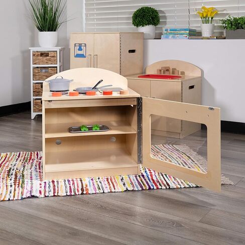Flash Furniture Children's Wooden Toy Kitchen Set with Pretend Stove, Sink, and Refrigerator, 3-Piece Interactive Kids Playset for Educational Play in Kuwait