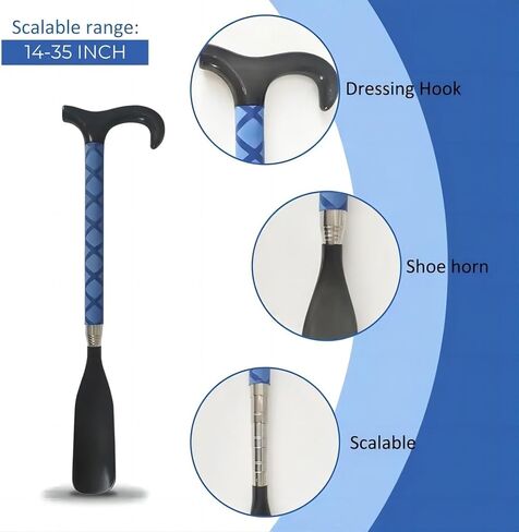 TNBUENO لبوق الحذاء بمقبض طويل لكبار السن والرجال والنساء والأطفال، لسان حذاء معدني يساعد على ارتداء الملابس مقاس 14-34.5 بوصة للأحذية طويلة الرقبة in Kuwait