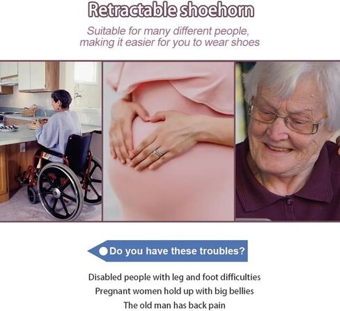 TNBUENO لبوق الحذاء بمقبض طويل لكبار السن والرجال والنساء والأطفال، لسان حذاء معدني يساعد على ارتداء الملابس مقاس 14-34.5 بوصة للأحذية طويلة الرقبة in Kuwait