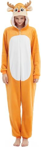 بيجامة ABENCA Deer Onesie الرنة للنساء البالغات من قطعة واحدة على شكل حيوان كرتوني لعيد الهالوين وعيد الميلاد in Kuwait