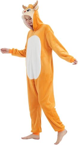 بيجامة ABENCA Deer Onesie الرنة للنساء البالغات من قطعة واحدة على شكل حيوان كرتوني لعيد الهالوين وعيد الميلاد in Kuwait