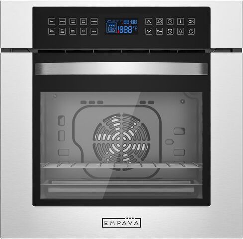 Empava 24 Inch Electric Single Wall Oven 10 Cooking Functions Deluxe 360° ROTISSERIE with Sensitive Touch Control in Stainless Steel in Saudi Arabia