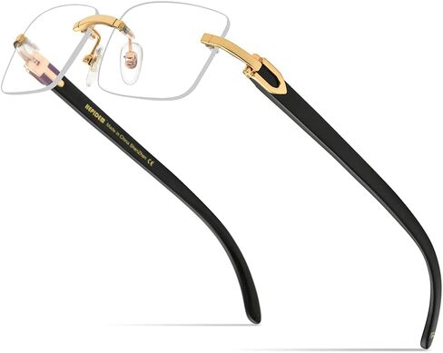 HEPIDEM 100% Really Buffalo Horn Handmade Glasses Rimless Diamonds Eyeglasses 0015 (Diamond White, 53) in Kuwait