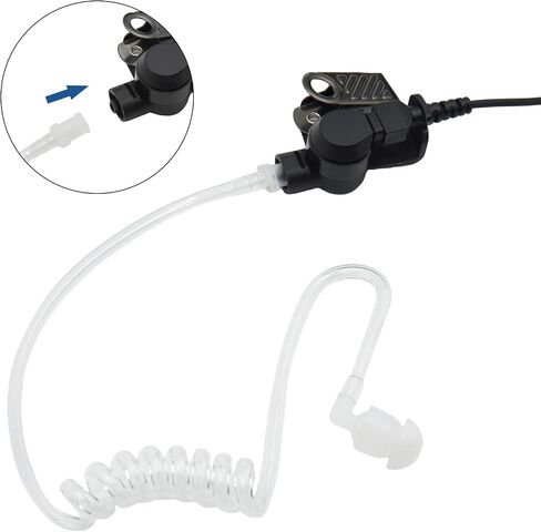 Replacement Acoustic Tube with Connector Replaceable Earpiece Coil Tubes for Two Way Radio Ear Piece Walkie Talkie Surveillance Headset FBI Covert Style Silicon Soft Material (J5, Black) in Saudi Arabia