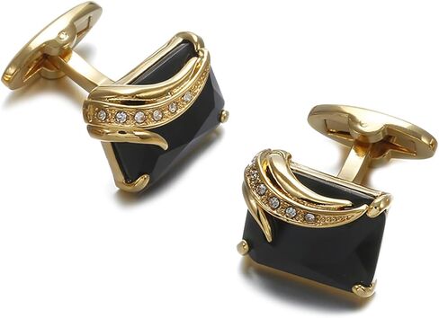 Simple Black Agate Tuxedo Cufflinks & Studs Set Basic Silver Formal Set YW40SET in Saudi Arabia