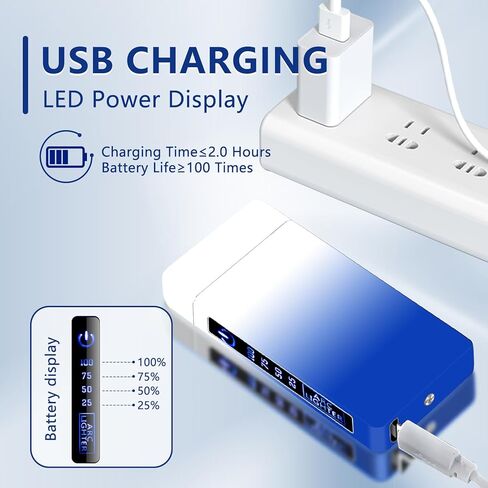 ولاعة كهربائية قابلة لإعادة الشحن عبر USB ولاعة قوسية مزدوجة مع شاشة ذكية تعمل باللمس ولاعة بلازما مقاومة للرياح للشمعة ولاعة رائعة مع مؤشر بطارية LED هدية مميزة للرجال والنساء (أسود + سماوي) in Kuwait