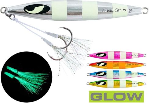 OCEAN CAT Slow Fall Fishing Luers Mental Lead Jigging Sea Baits Flat Hooks 5 Colors 5 Weights in Kuwait