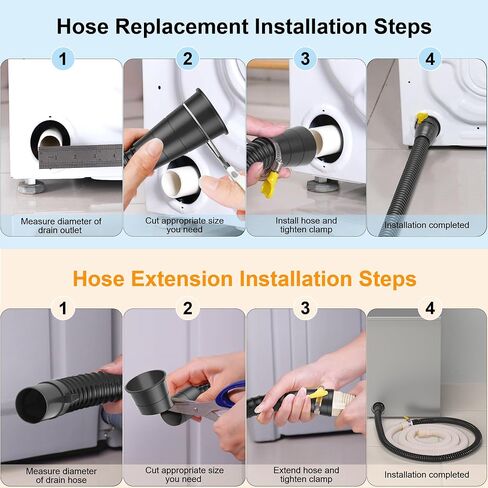 MyLifeUNIT Washing Machine Drain Hose Extension Kit, Universal Fit All Drain Hose, 6.9 Feet in Kuwait