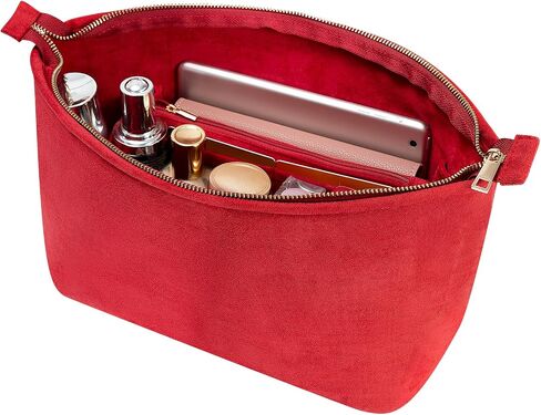 GoTiling Purse Organizer Insert For Handbags, Suede Velvet Handbag Organizer Insert with Zipper, Medium Tote Bag Organizer Insert with 11 Pockets, Bag Tote Shaper fit Neverful MM, Red in Saudi Arabia