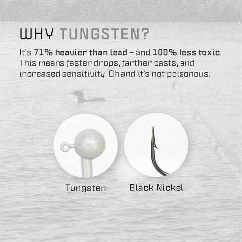 Eco-Friendly Tungsten Jig Head Variety Pack - ¼oz, 3/16oz, ⅛oz, 1/16oz - Safe, Non-Toxic, & Lead-Free Fishing Tackle for Bass, Walleye, Trout, & Panfish Fisherman, USA-Owned in Saudi Arabia