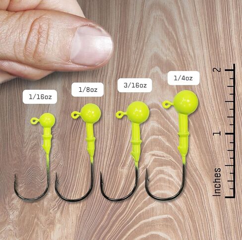 Eco-Friendly Tungsten Jig Head Variety Pack - ¼oz, 3/16oz, ⅛oz, 1/16oz - Safe, Non-Toxic, & Lead-Free Fishing Tackle for Bass, Walleye, Trout, & Panfish Fisherman, USA-Owned in Saudi Arabia
