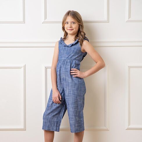Hope & Henry Girls' Bow Front Wide Leg Jumpsuit in Kuwait