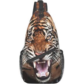 Cool Tiger Sling Bag, Fashion Crossbody Backpack Shoulder Bag Chest Bag for Men Women Outdoor Hiking Travel