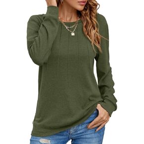 KUOTAI Womens 2023 Fall Long Sleeve Tops Casual Crewneck Shirts Dressy Fashion Tunic Blouses