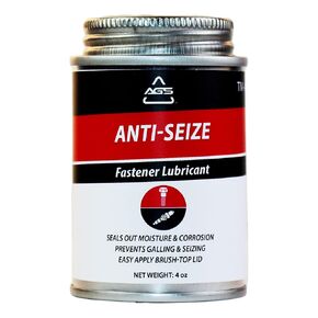 AGS Automotive Solutions Brush Top Can Thread-Magic Anti-Seize Lubricant for Bolts and Screws, 4 oz, High Temperature, Automotive, Home, Shop Lubricant