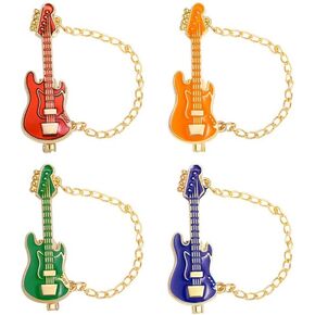 Dreuyet 4 Pcs Electric Guitar Brooch Pins Set Cute Enamel Musical Instrument Badges on Backpack Guitar Brooches Badges Pins Present Gifts Wear on Backpack, Shirt, Jacket, Lapel, Hat, or Tie