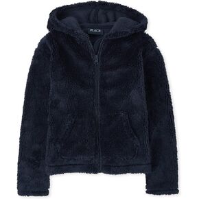 The Children's Place Girls' Long Sleeve Sherpa Zip-up Hoodie, Light Plum