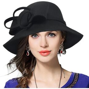 VECRY Women's Fascinator Wool Felt Hat Cocktail Party Wedding Fedora Hats