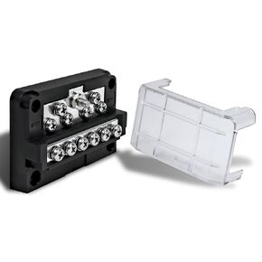 True Mods 12-Way Modular Ground Terminal Block [Expand with Up to 12 Fuses] [Protective Cover] [Copper Bus Bar] Negative Power Distribution Busbar for Truck Marine Boat Automotive Motorcycle UTV ATV