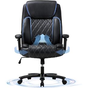 Big and Tall Office Chair 400lbs-Leather Executive Chair for Heavy People, Computer Desk Chair, Large Office Chair with Wide & Thick Seat Black.