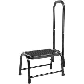 Leekpai Step Stool with Handle for Adults，Seniors Heavy Duty Holds 350 lbs.Stepping Stool for Elderly Adults, Attractive Black for Kitchen