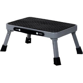 Step Stool, Non-Slip Large Platform, Hold up to 330lbs,7inch Hight Sturdy Steel 1-Step Folding Stools for Indoor Outdoor (Black)