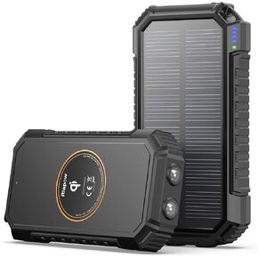 Riapow Solar Charger Power Bank 26800mAh, Wireless Portable Charger with USB C Input/Output Fast Charge 3.0A with 4 Output Cell Phones, External Battery Pack with Dual Flashlight for Camping
