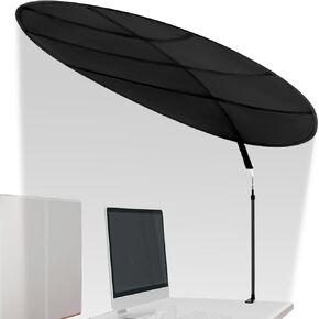 Juexica 51'' Adjustable Office Cubicle and Desk Shade, Large Portable Cubicle Light Shade with Clamp, Foldable Rotatable Canopy Blocks Light or Disturbance for Working Accessories, Black