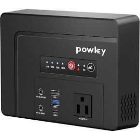 powkey Portable Power Bank with AC Outlet 100W, 97.68Wh/26400mAh Portable Battery Pack with DC/USB A/USB C/AC Outlet Plug Laptop Battery Bank Fast Charging Charger with PD65W USB C for Outdoor Camping