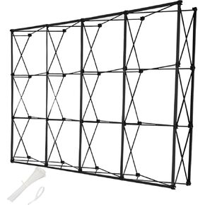 Portable Pop Up Display Stand, Tension Backdrop Booth Frame, Fabric Trade Show Exhibit Display Booth with Zips