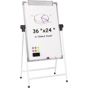 MaxGear Large White Board with Stands, 36" x 24" Big Double Sided A-Style Stand Easel Dry Erase Board for School and Classroom, Home & Office Stand Height Adjustable Flip Chart