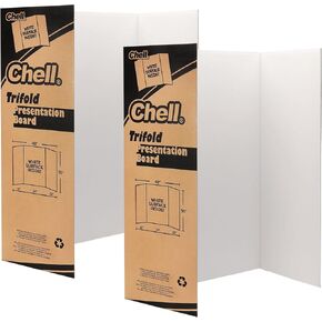 Chell 36" x 48" Trifold Poster Board, 2 Pack, White Corrugated Project Boards for Science Fair, School Projects, Event Displays and Business Presentations