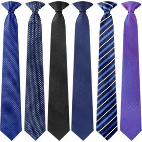 ONESING 6 Pcs Clip on Ties for Men 20 Inch Mens Clip on Tie Plaid Striped Dots Pre Tied Necktie for Office School Party Wedding
