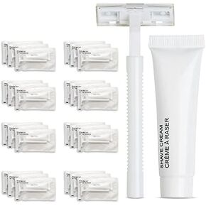 Shave Kit (Clear Frosted Sachet) - Hotel Amenities - Includes Twin Blade Razor and Moisturizing Shave Cream
