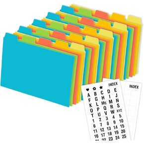 Chell 4x6 Plastic Index Card Dividers, Heavyweight Poly Index Card Guides A-Z for Flash Cards and Recipe Cards, with Alphabetical/Blank Stickers, Pack of 25