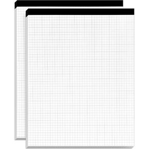 2PCS Graph Paper Pads, 8.5" x 11" White Graph Paper Legal Pad 5x5 Quad Ruled Notepads for Office School
