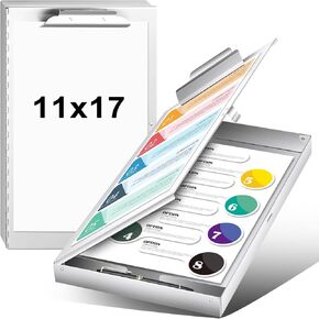1 Pcs Aluminum 11'' x 17'' Clipboard with Storage Heavy Duty Metal Clipboard Storage Clipboard Lightweight Form Holder with Capacity Clip 1 Compartment Clipboard for Student Teacher